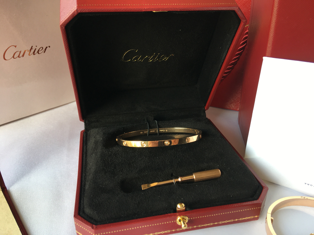 Cartier love bracelet diamonds rose gold small model