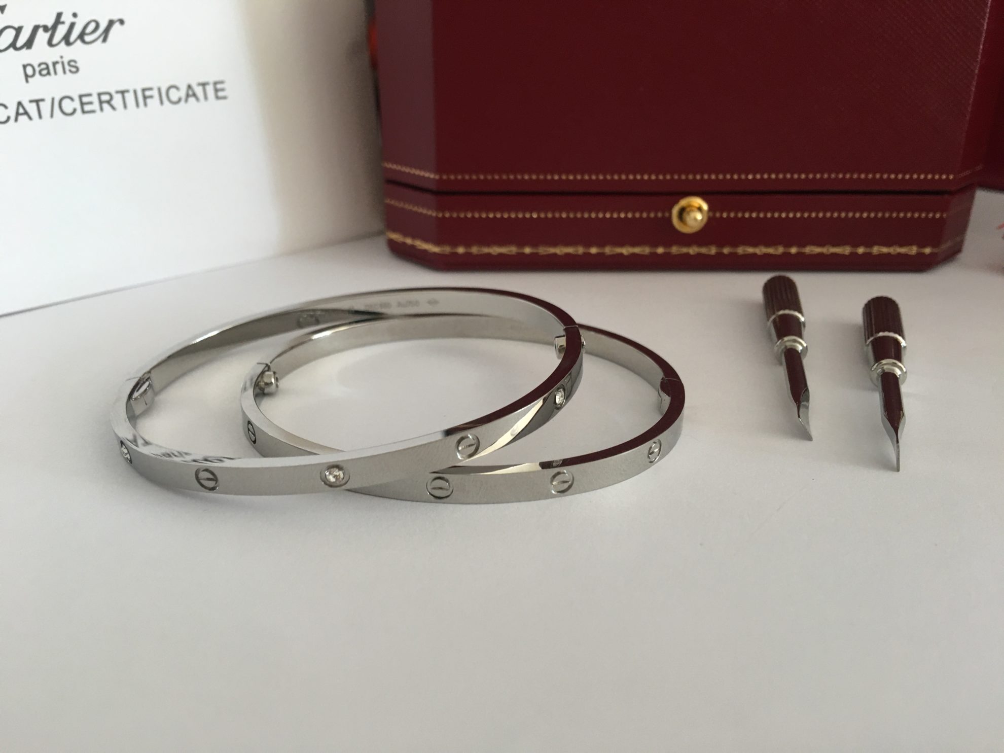 Cartier Thin Love Bracelet Diamonds yellow gold, pink gold & white gold HoooFashion