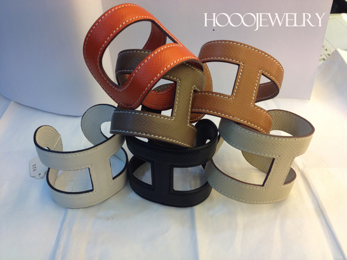 Hermes Ano Leather Cuff Bracelet