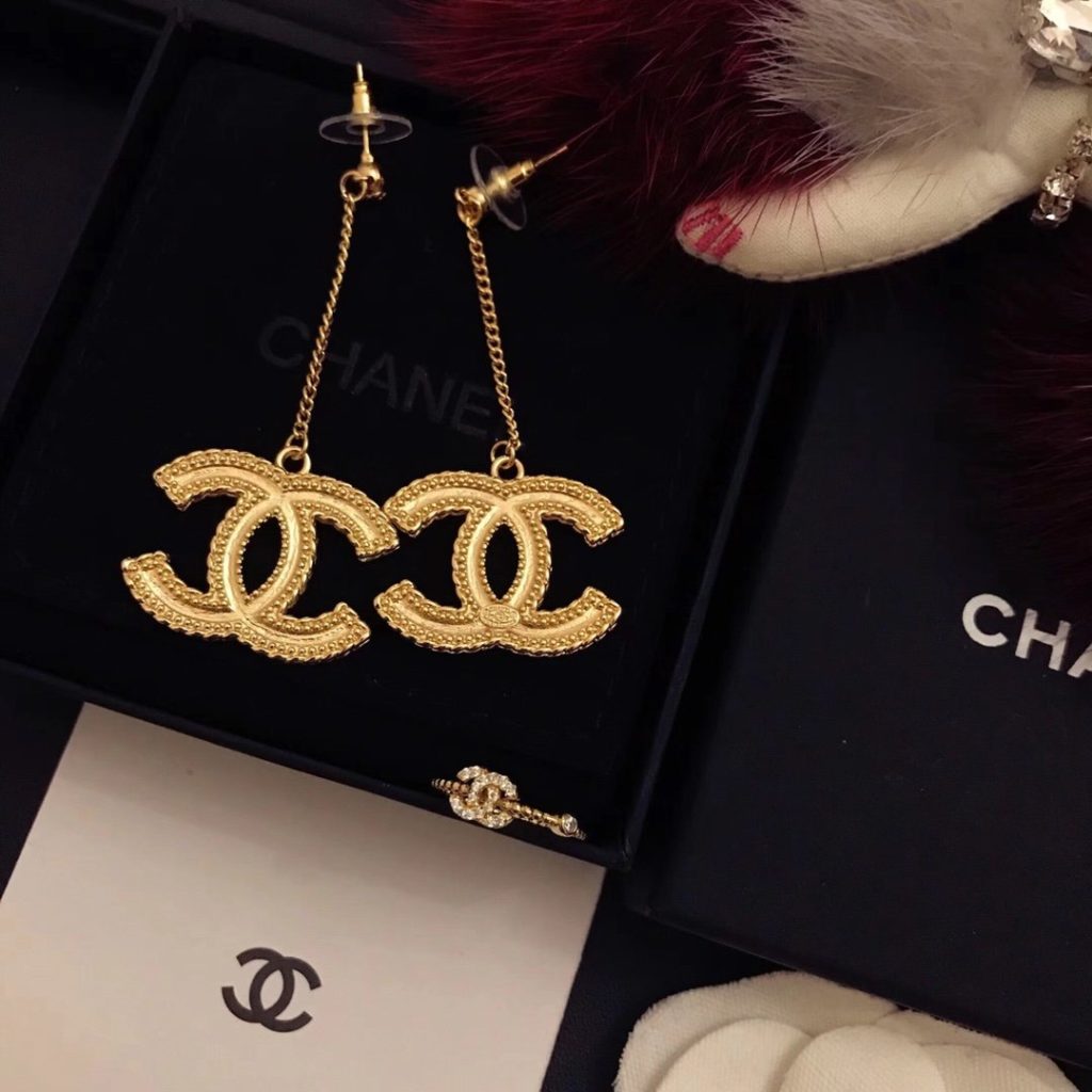 Chanel logo letters cc earrings