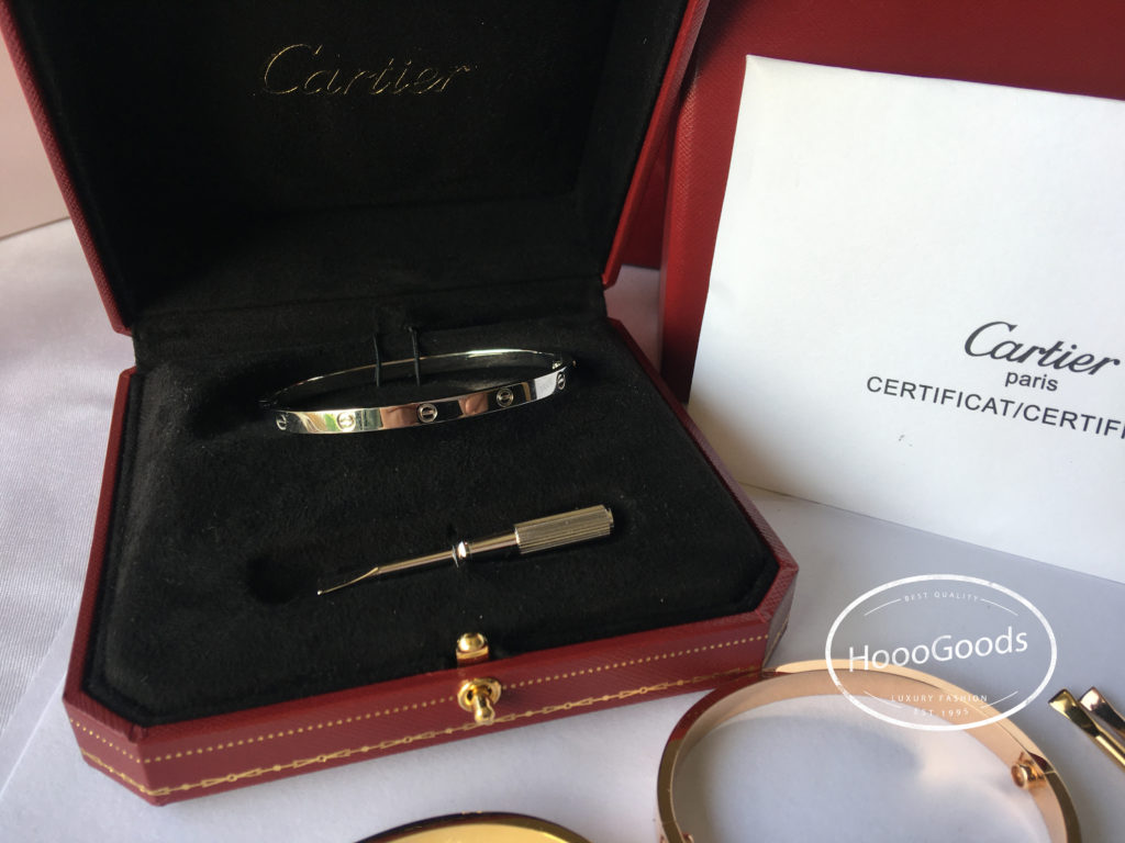 Cartier thin LOVE Bracelet small WHITE GOLD
