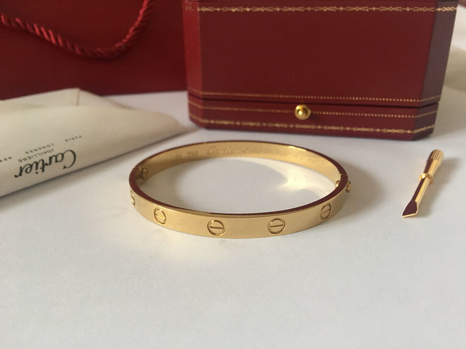 Cartier Love Bracelet Mens Yellow Gold Size 21, 22cm HoooFashion