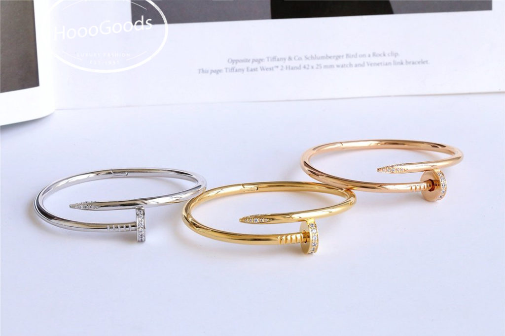 diamond Cartier Nail Bracelet pink gold, white gold and yellow gold