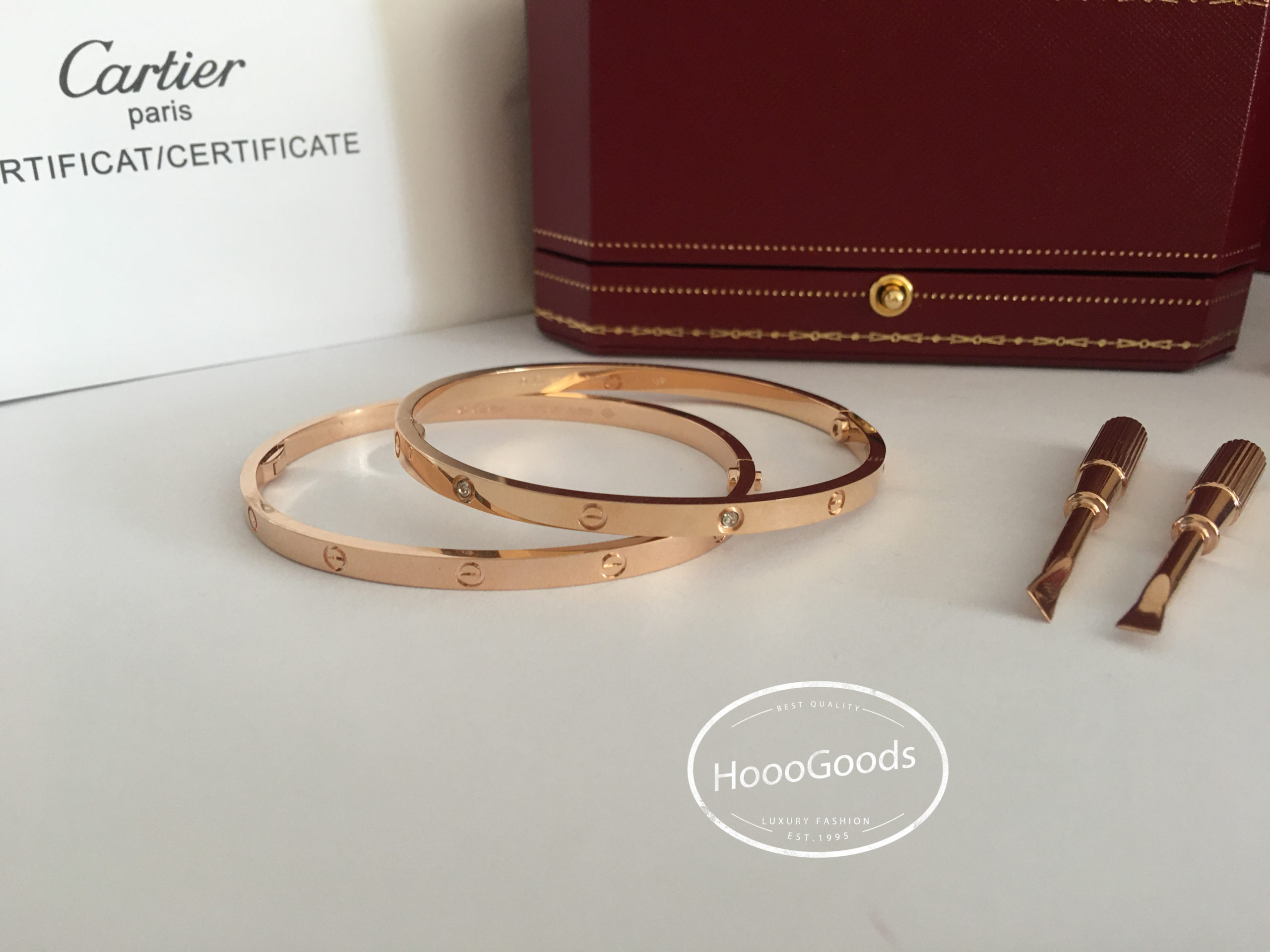 Cartier Love Bracelet small/thin & classic/regular pink, white, yellow gold diamonds HoooFashion