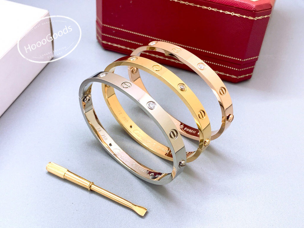 Classic. Diamond Cartier Love Bracelet old screw system in white, pink, yellow gold