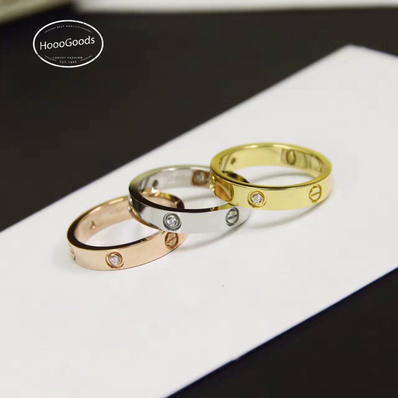 Cartier thin love ring diamonds yellow gold, white gold and pink gold