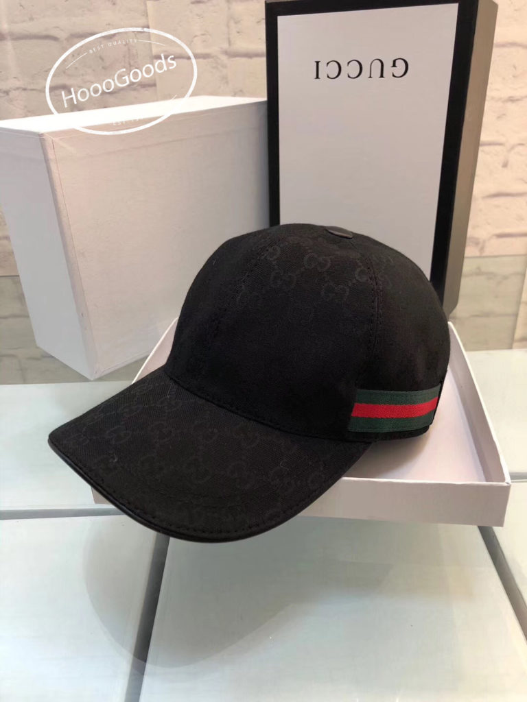 Black Gucci Original GG canvas baseball cap/hat with Web