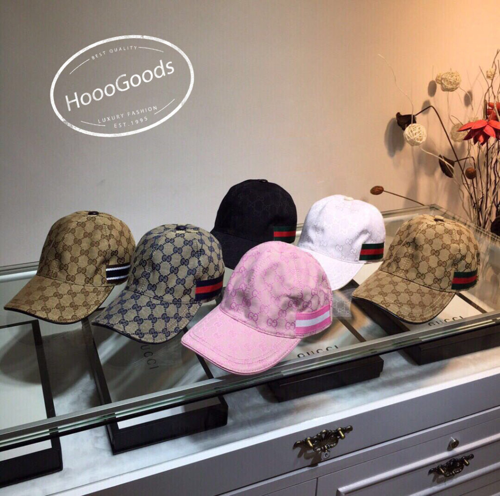 Gucci Original GG canvas baseball cap/hat with Web in black, white, brown, pink ...