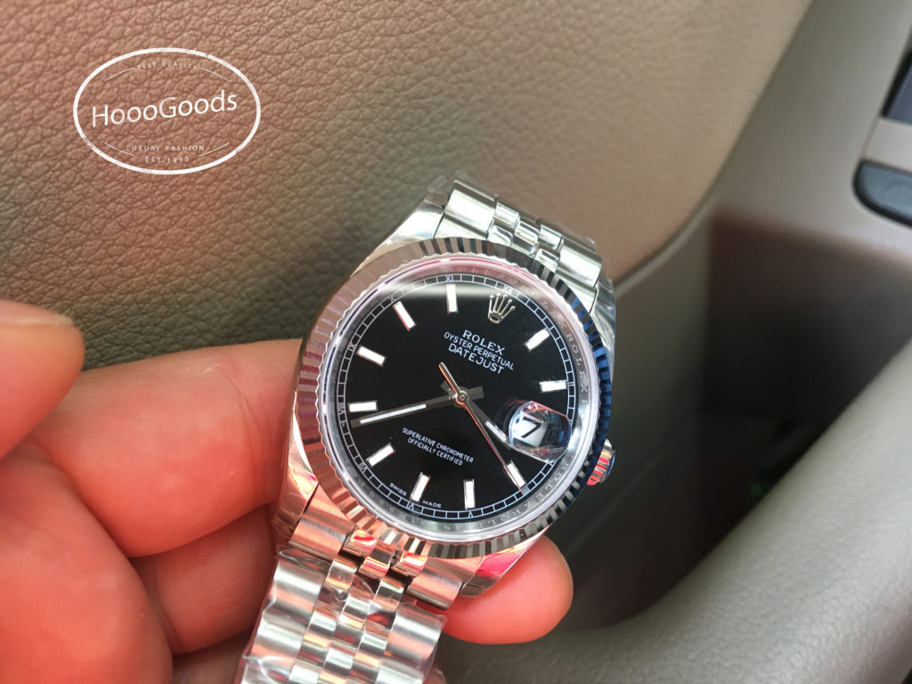 Rolex DAY-DATE 36 Watch White Gold Black Dial