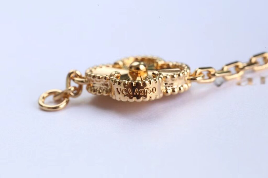 VCA Vintage Alhambra bracelet, 5 motifs, guilloché yellow gold 