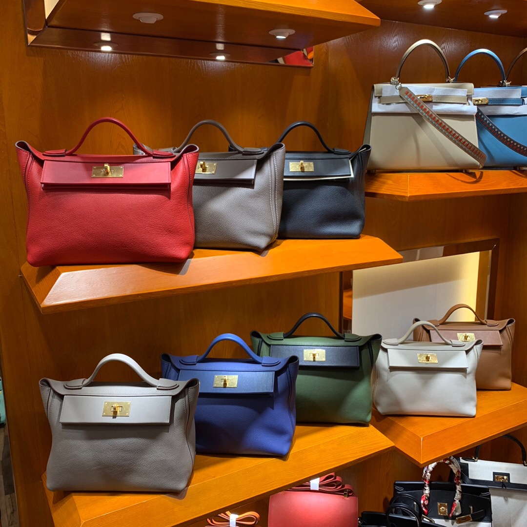 Hermes 24/24 Mini 21 Gold, Black Evercolor/Swift Calfskin HoooFashion