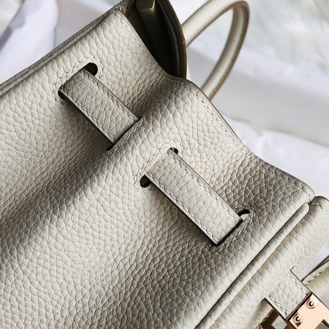 HERMES Rose Gold Hardware Birkin 25/30/35 Craie Togo HoooFashion