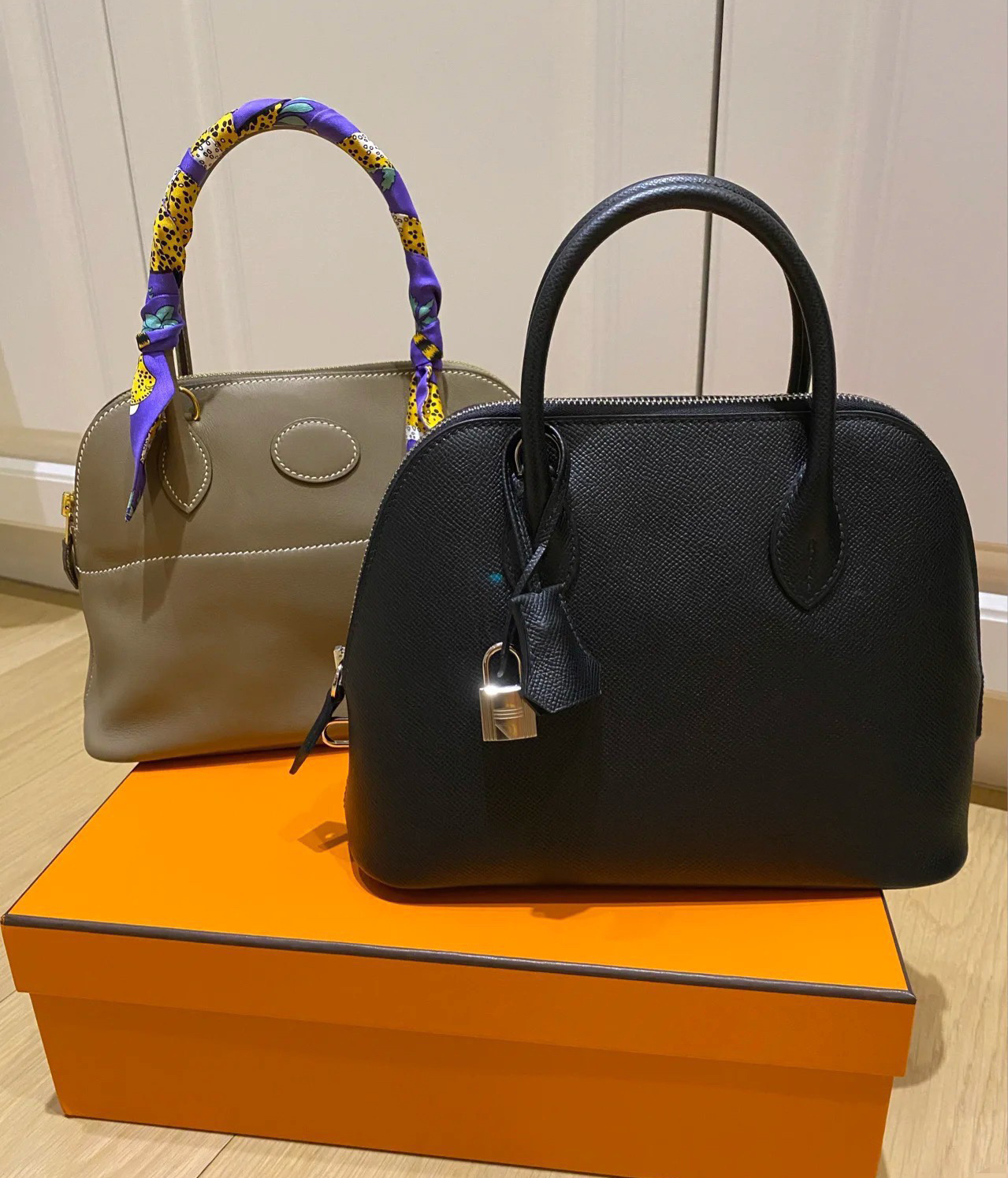 Hermes 1923 Bolide 25 Epsom & Evercolor in Gold, Craie, Black, Etain